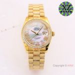 Swiss Copy Rolex Datejust Clone 2836 Watch White MOP Dial Gold Presidential